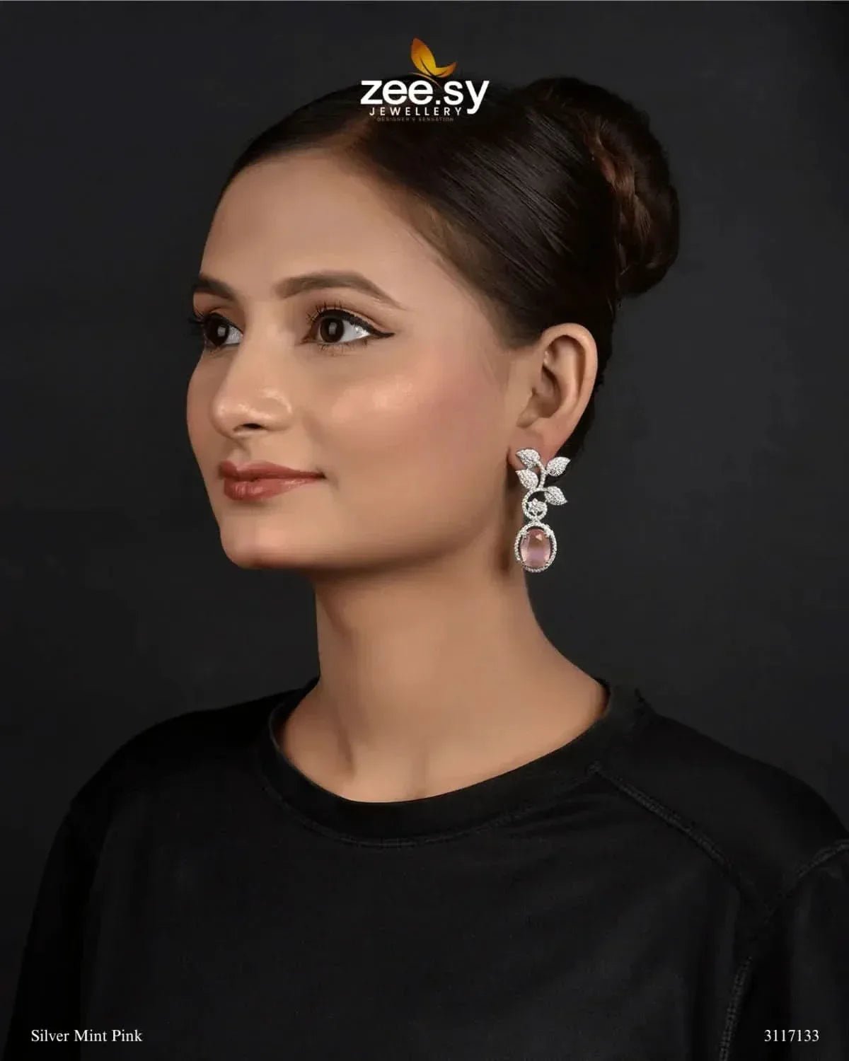 Fiorenza Earrings Silver Mint Pink Earrings - Zeesy Jewellery Pakistan
