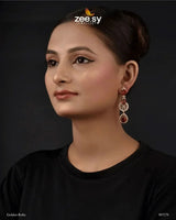 Rosabella Earrings Golden Ruby Earrings - Zeesy Jewellery Pakistan | Premium Artificial & Imitation Jewellery