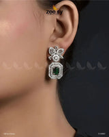 Vinca Earrings Silver Green Earrings - Zeesy Jewellery Pakistan | Premium Artificial & Imitation Jewellery
