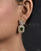 Vinca Earrings Golden Green Earrings - Zeesy Jewellery Pakistan | Premium Artificial & Imitation Jewellery