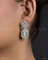 Vinca Earrings Silver Mint Green Earrings - Zeesy Jewellery Pakistan | Premium Artificial & Imitation Jewellery