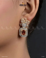 Vinca Earrings Golden Fuchsia Earrings - Zeesy Jewellery Pakistan | Premium Artificial & Imitation Jewellery