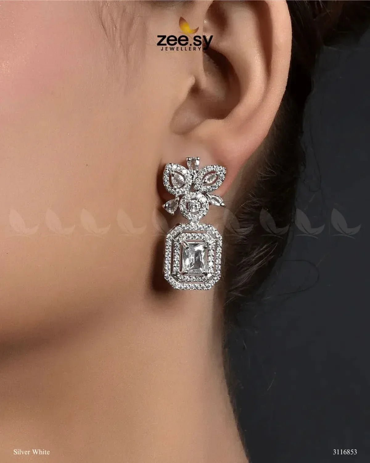 Vinca Earrings Silver White Earrings - Zeesy Jewellery Pakistan | Premium Artificial & Imitation Jewellery