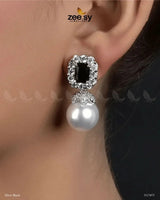 Girik Pearl Earrings Silver Black Earrings - Zeesy Jewellery Pakistan | Premium Artificial & Imitation Jewellery