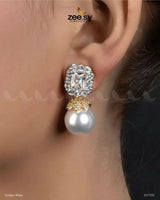 Girik Pearl Earrings Golden White Earrings - Zeesy Jewellery Pakistan | Premium Artificial & Imitation Jewellery