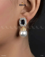 Girik Pearl Earrings Golden Blue Earrings - Zeesy Jewellery Pakistan | Premium Artificial & Imitation Jewellery