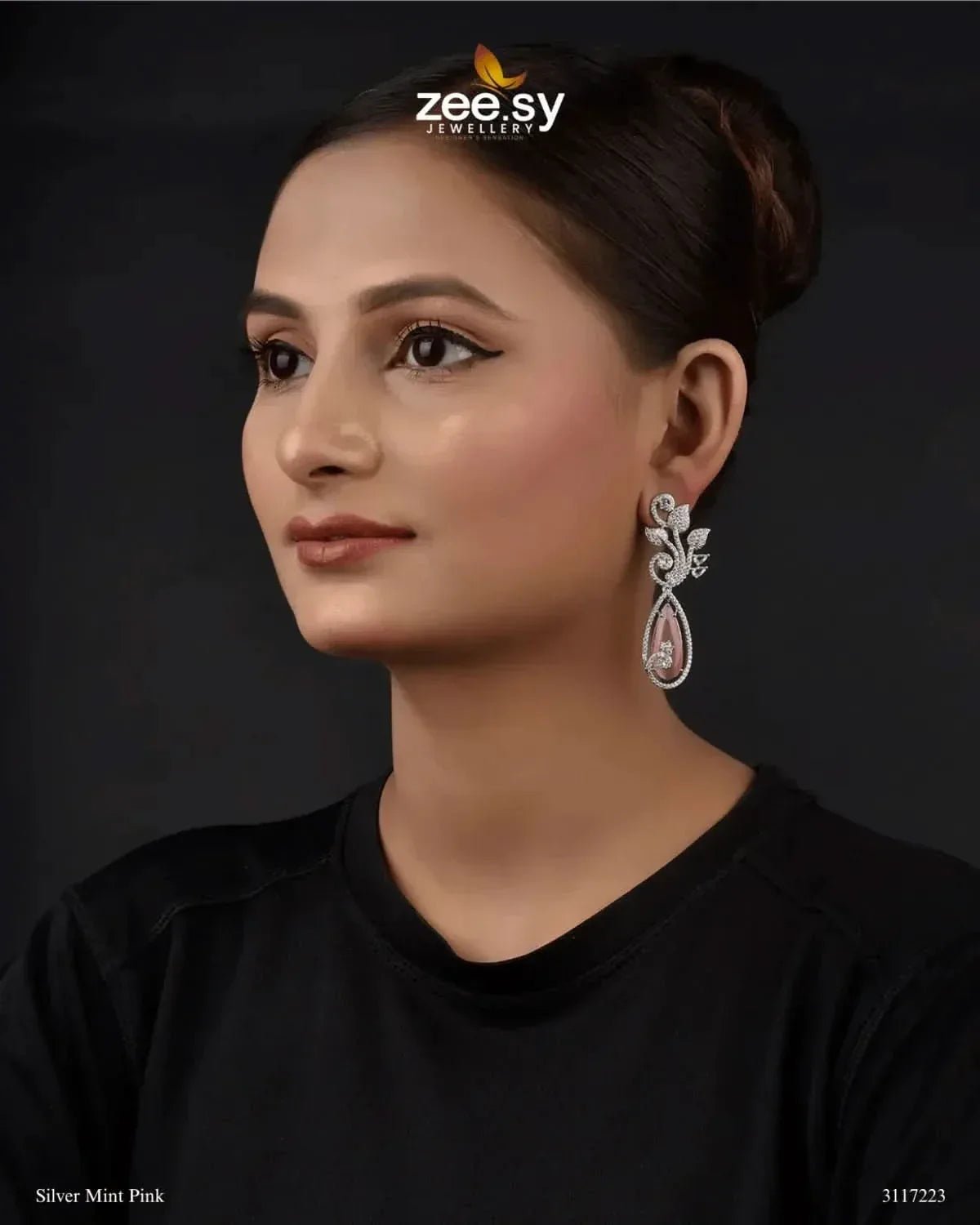 Aqua Earrings Silver Mint Pink Earrings - Zeesy Jewellery Pakistan | Premium Artificial & Imitation Jewellery