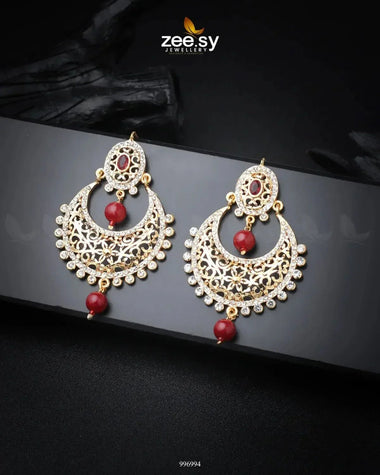 Pearl Chandeliers Earrings Red Earrings - Zeesy Jewellery Pakistan | Premium Artificial & Imitation Jewellery