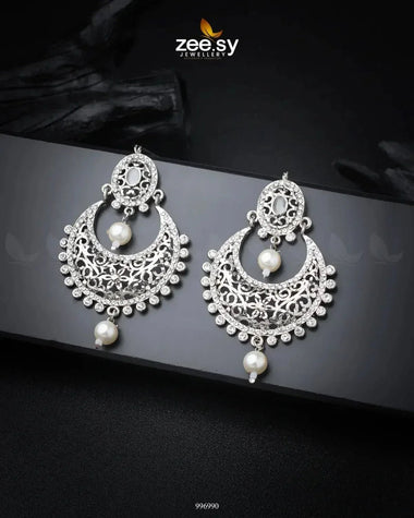 Pearl Chandeliers Earrings Silver White Earrings - Zeesy Jewellery Pakistan | Premium Artificial & Imitation Jewellery