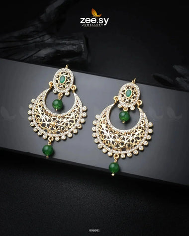 Pearl Chandeliers Earrings Green Earrings - Zeesy Jewellery Pakistan | Premium Artificial & Imitation Jewellery