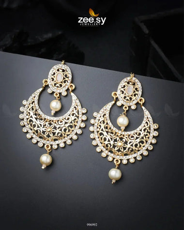 Pearl Chandeliers Earrings Golden White Earrings - Zeesy Jewellery Pakistan | Premium Artificial & Imitation Jewellery