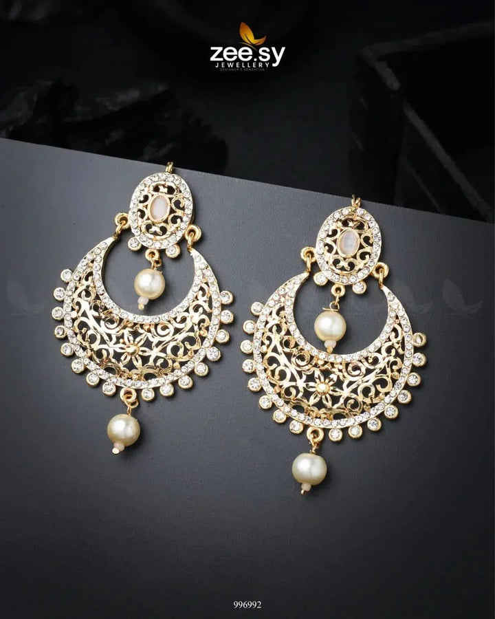 Pearl Chandeliers Earrings Golden White Earrings - Zeesy Jewellery Pakistan | Premium Artificial & Imitation Jewellery