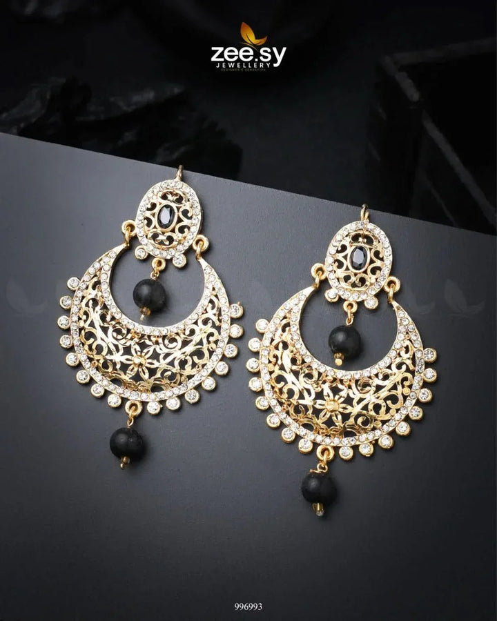 Pearl Chandeliers Earrings Golden Black Earrings - Zeesy Jewellery Pakistan | Premium Artificial & Imitation Jewellery