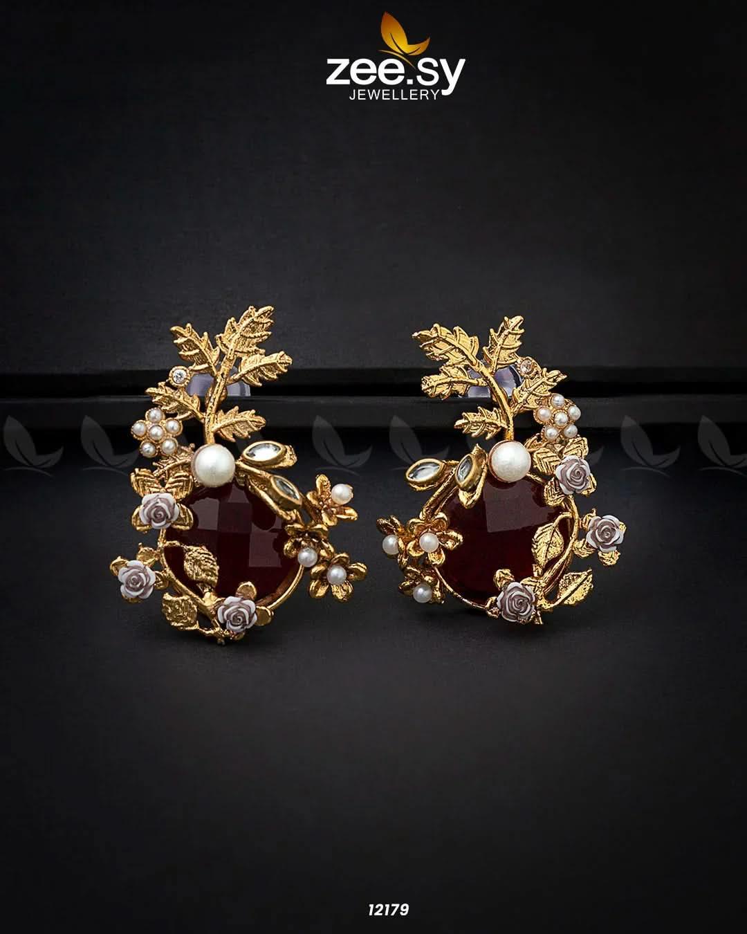 Bract Earrings Red Earrings - Zeesy Jewellery Pakistan