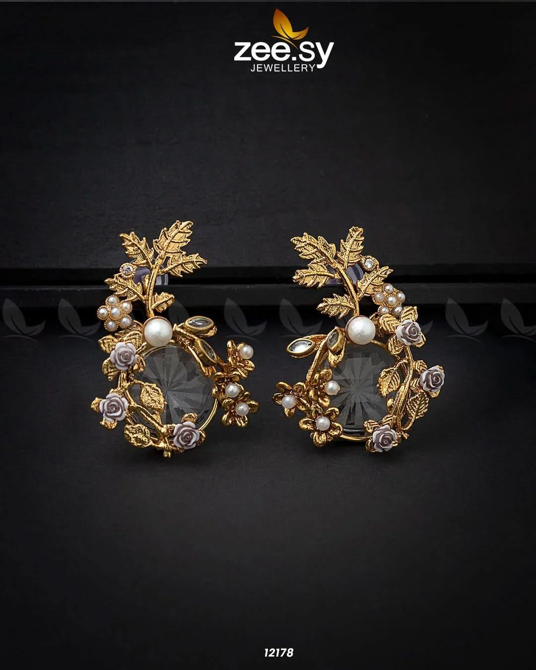 Bract Earrings White Earrings - Zeesy Jewellery Pakistan
