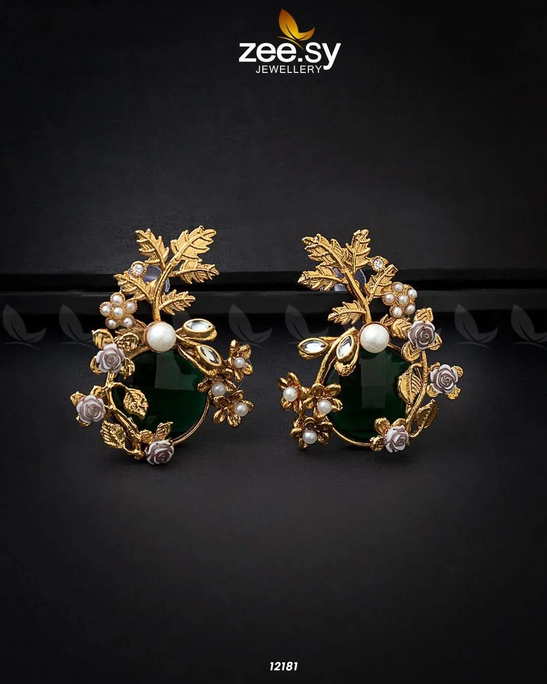 Bract Earrings Green Earrings - Zeesy Jewellery Pakistan