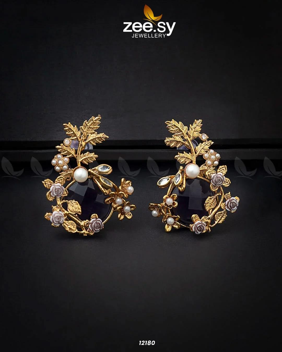 Bract Earrings Purple Earrings - Zeesy Jewellery Pakistan