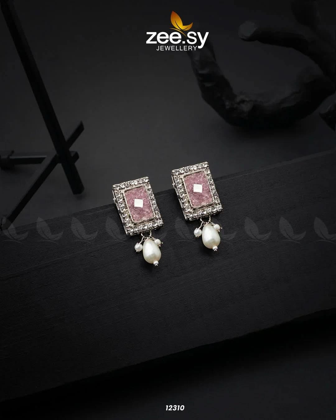 Gravel Earrings Pink Earrings - Zeesy Jewellery Pakistan | Premium Artificial & Imitation Jewellery