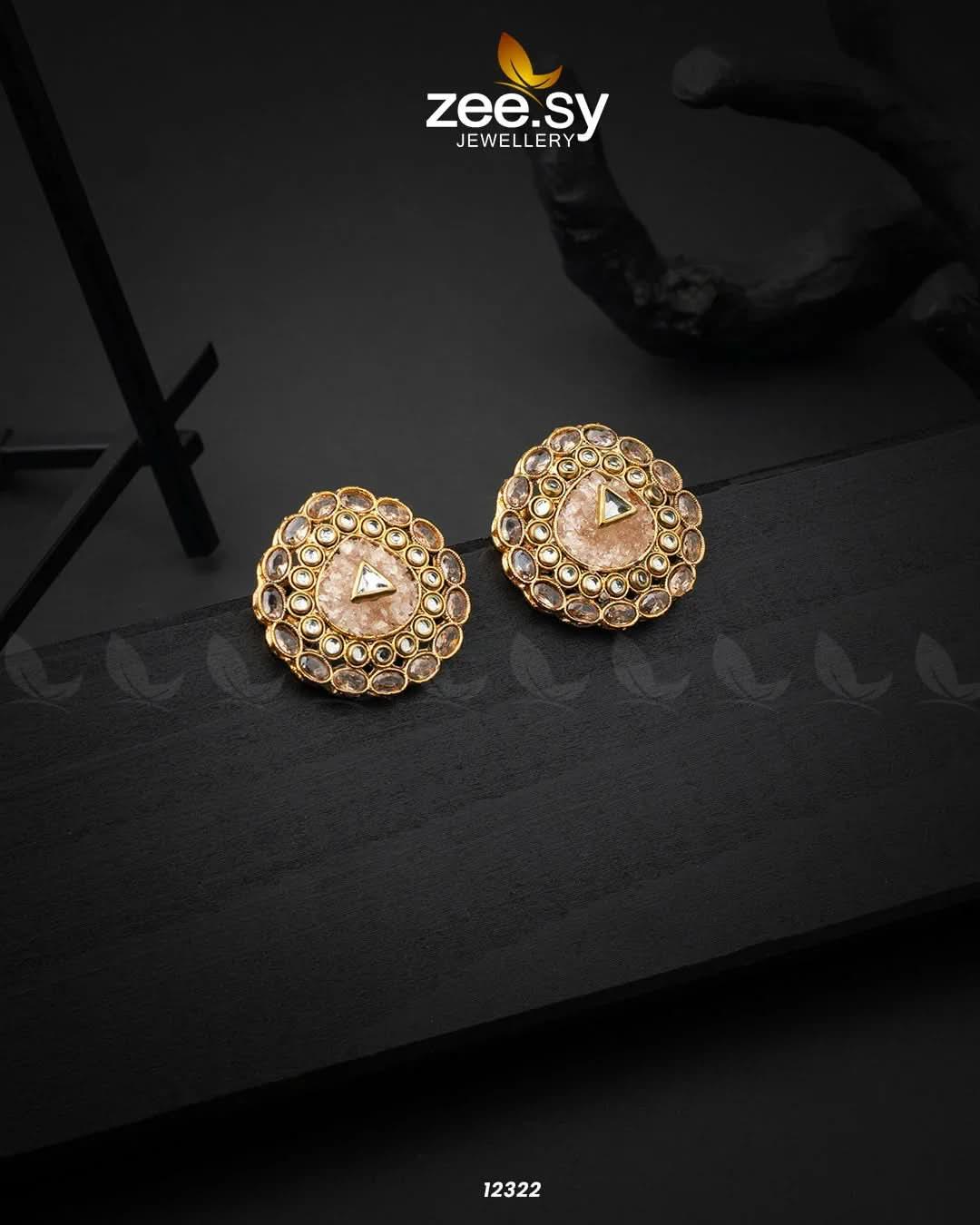 Pebble Earrings Champagne Earrings - Zeesy Jewellery Pakistan | Premium Artificial & Imitation Jewellery