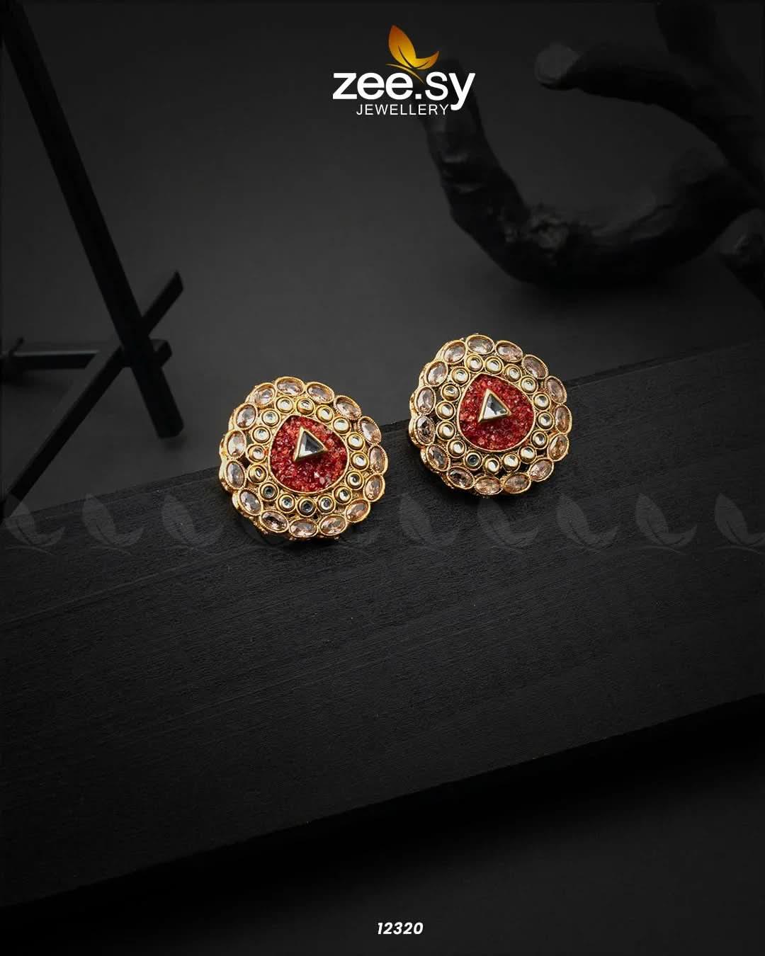 Pebble Earrings Red Earrings - Zeesy Jewellery Pakistan | Premium Artificial & Imitation Jewellery