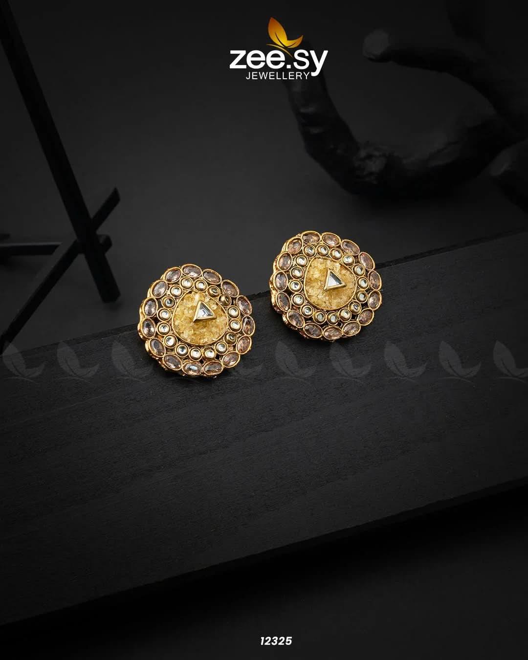 Pebble Earrings Yellow Earrings - Zeesy Jewellery Pakistan | Premium Artificial & Imitation Jewellery