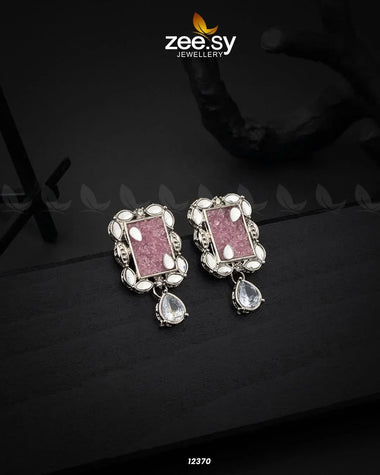 Agate Drop Studs Earrings Pink Earrings - Zeesy Jewellery Pakistan | Premium Artificial & Imitation Jewellery