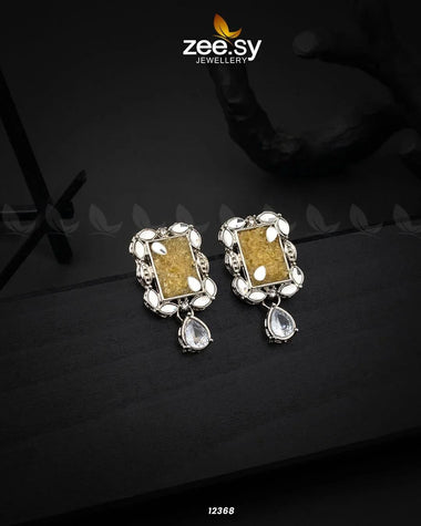 Agate Drop Studs Earrings Yellow Earrings - Zeesy Jewellery Pakistan | Premium Artificial & Imitation Jewellery