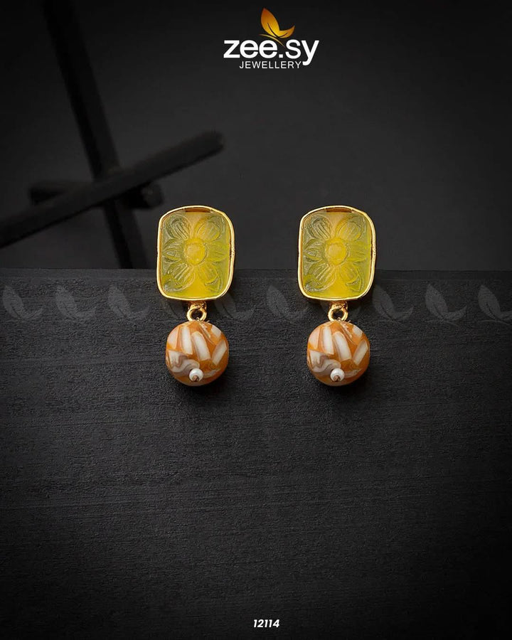 Petite Gems Earrings Yellow Earrings - Zeesy Jewellery Pakistan | Premium Artificial & Imitation Jewellery