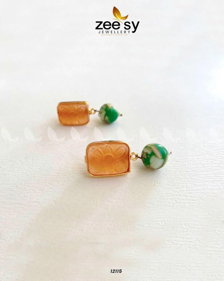 Petite Gems Earrings Orange Earrings - Zeesy Jewellery Pakistan | Premium Artificial & Imitation Jewellery