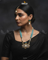 Carved Stream Malla Necklace Set - Zeesy Jewellery