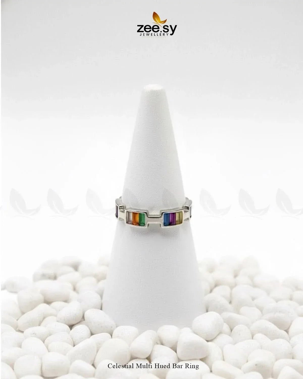 Celestial Multi Hued Bar Ring Finger Ring - Zeesy Jewellery Pakistan | Premium Artificial & Imitation Jewellery