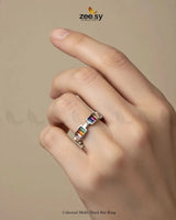 Celestial Multi Hued Bar Ring Finger Ring - Zeesy Jewellery Pakistan | Premium Artificial & Imitation Jewellery