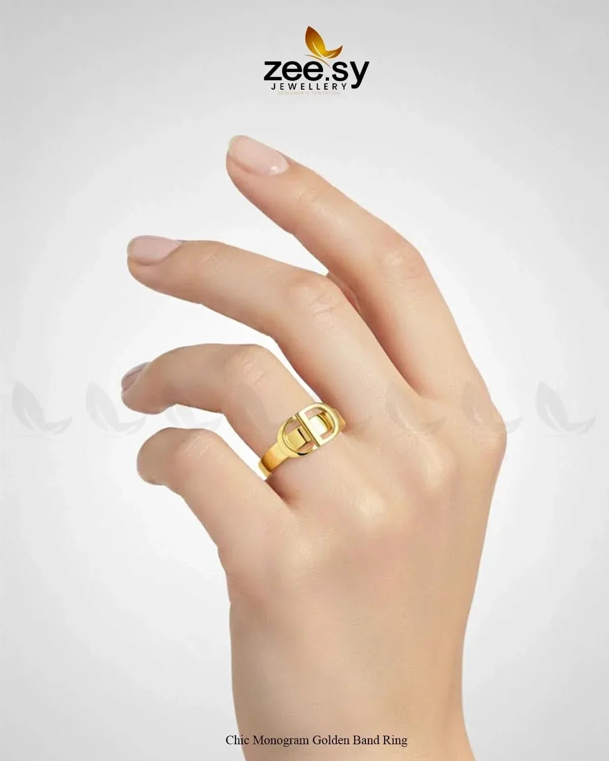 Chic Monogram Golden Band Ring Finger Ring - Zeesy Jewellery Pakistan | Premium Artificial & Imitation Jewellery