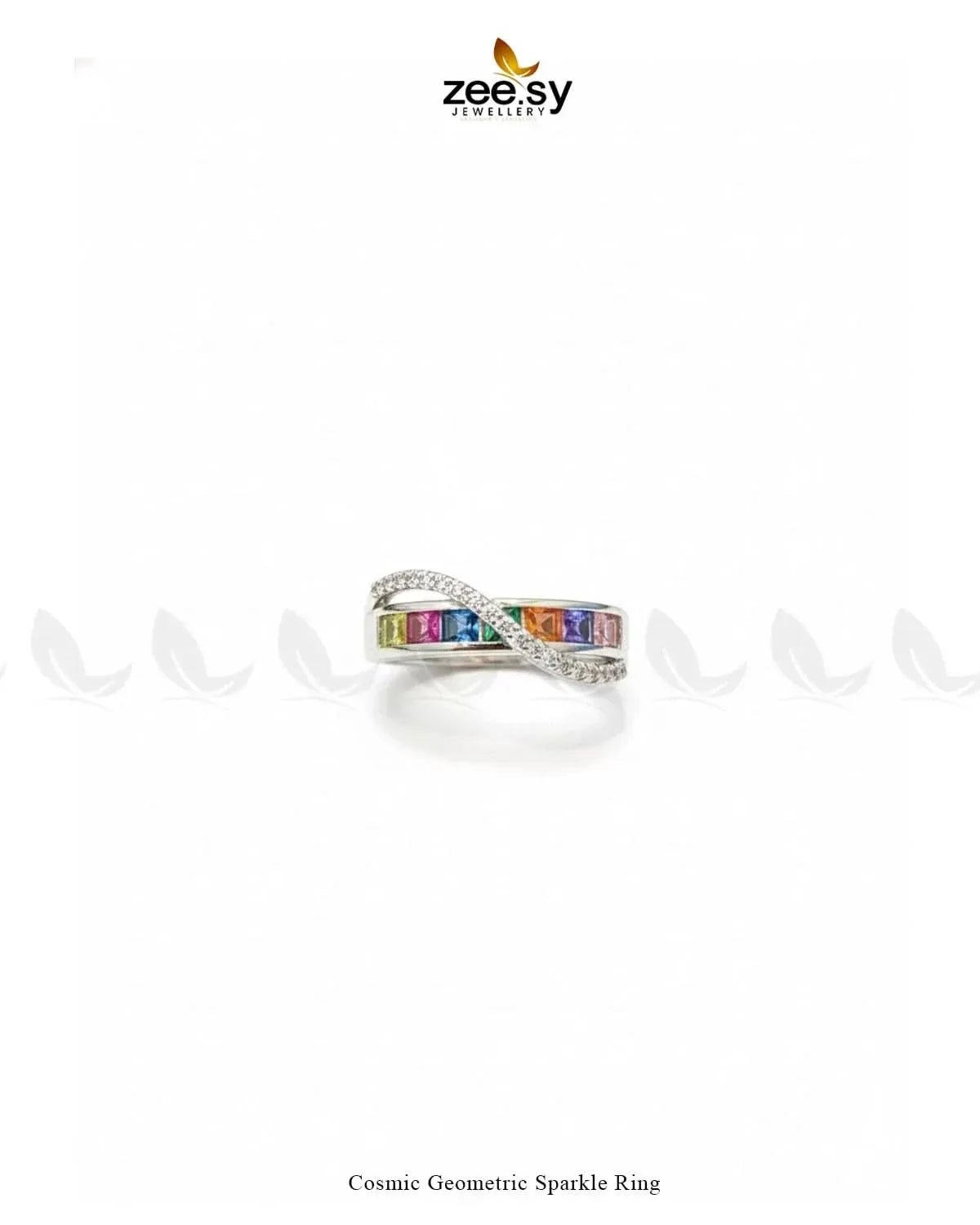 Cosmic Geometric Sparkle Ring Finger Ring - Zeesy Jewellery Pakistan | Premium Artificial & Imitation Jewellery