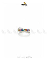 Cosmic Geometric Sparkle Ring Finger Ring - Zeesy Jewellery Pakistan | Premium Artificial & Imitation Jewellery