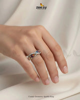Cosmic Geometric Sparkle Ring Finger Ring - Zeesy Jewellery Pakistan | Premium Artificial & Imitation Jewellery