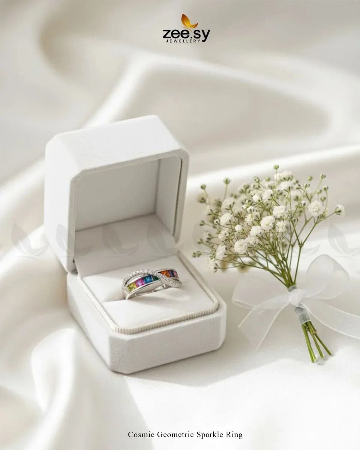 Cosmic Geometric Sparkle Ring Finger Ring - Zeesy Jewellery Pakistan | Premium Artificial & Imitation Jewellery