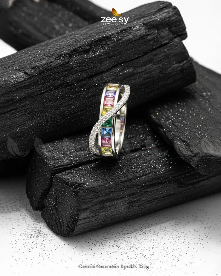 Cosmic Geometric Sparkle Ring Finger Ring - Zeesy Jewellery Pakistan | Premium Artificial & Imitation Jewellery