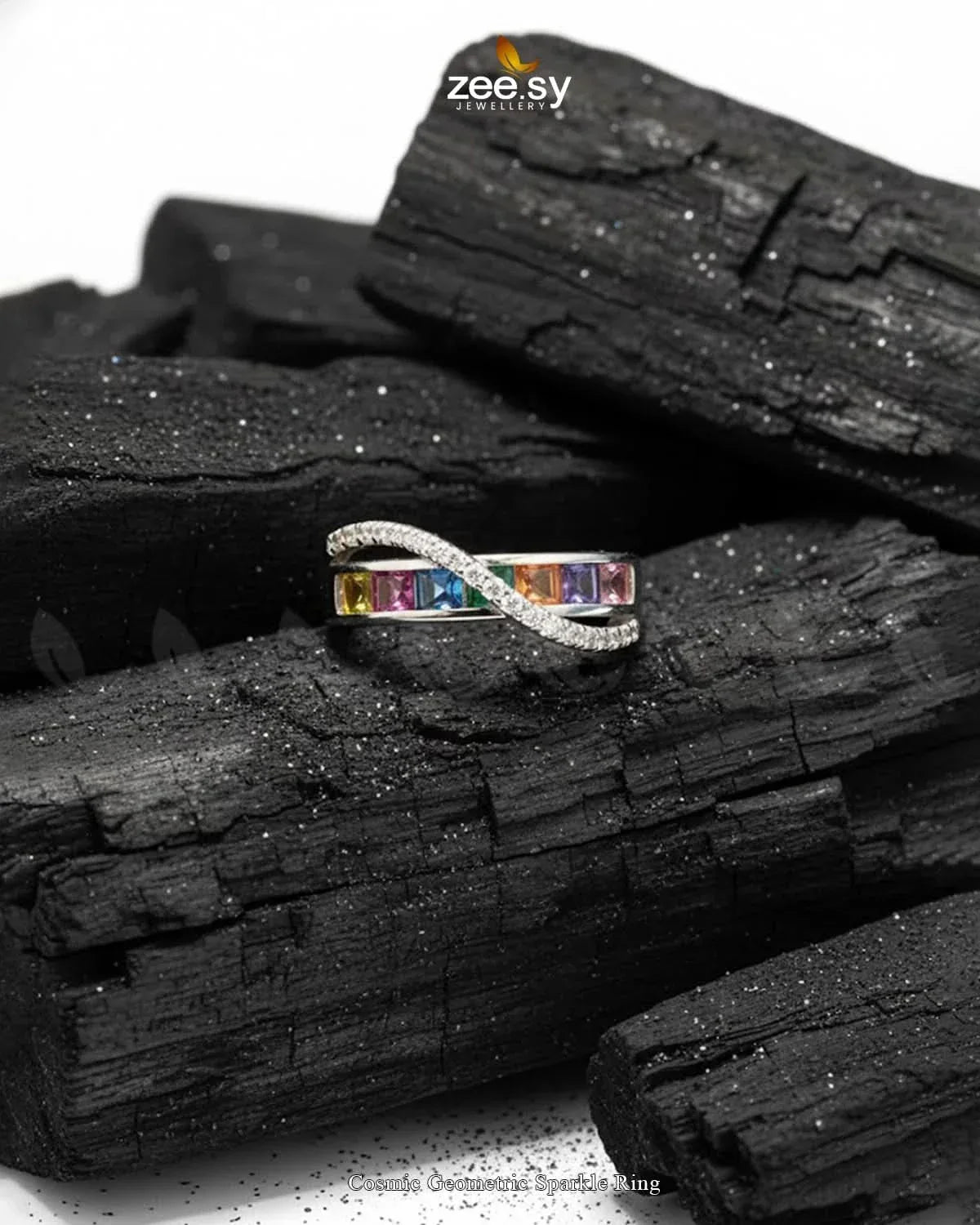 Cosmic Geometric Sparkle Ring Finger Ring - Zeesy Jewellery Pakistan | Premium Artificial & Imitation Jewellery
