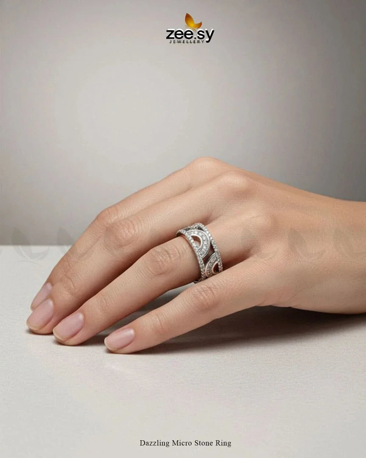 Dazzling Micro Stone Ring Finger Ring - Zeesy Jewellery Pakistan | Premium Artificial & Imitation Jewellery