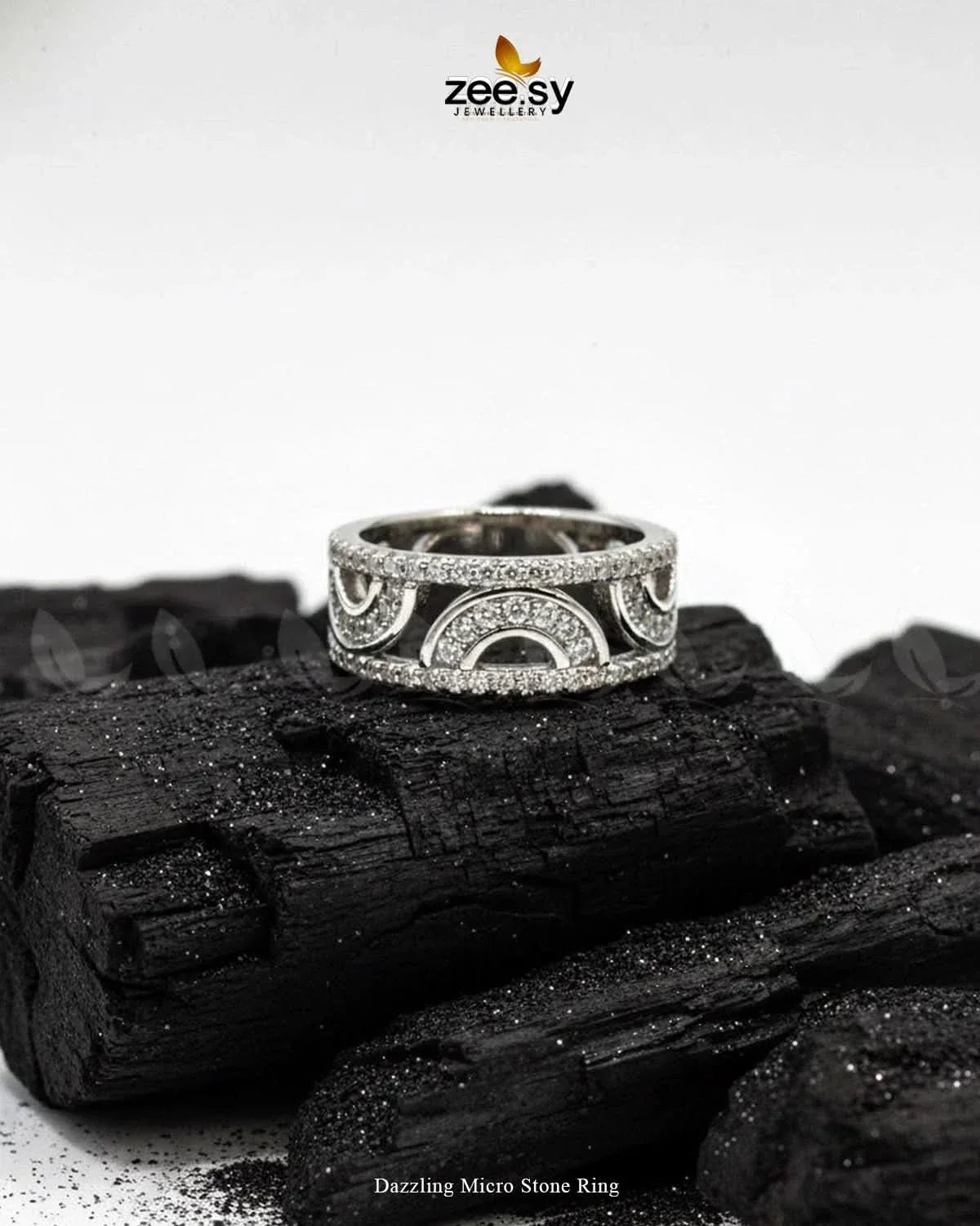 Dazzling Micro Stone Ring Finger Ring - Zeesy Jewellery Pakistan | Premium Artificial & Imitation Jewellery