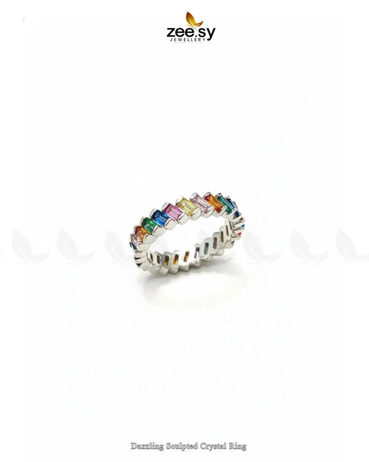 Dazzling Sculpted Crystal Ring Finger Ring - Zeesy Jewellery Pakistan | Premium Artificial & Imitation Jewellery