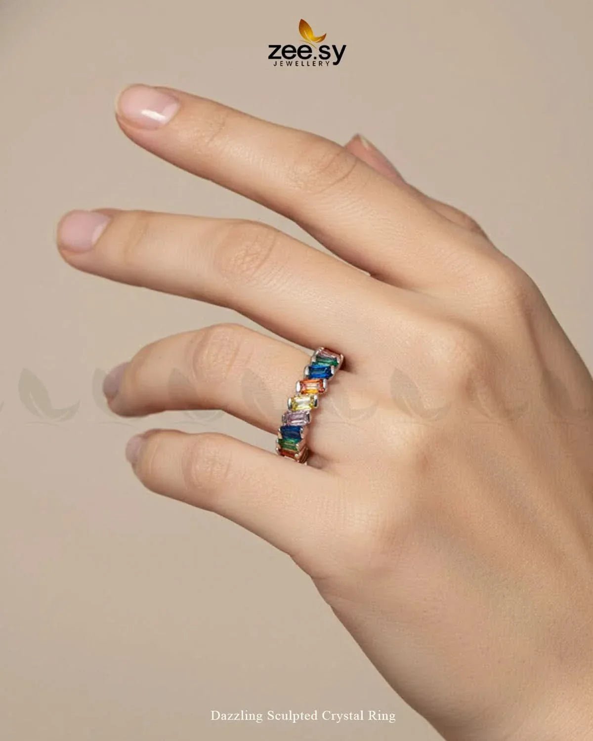 Dazzling Sculpted Crystal Ring Finger Ring - Zeesy Jewellery Pakistan | Premium Artificial & Imitation Jewellery