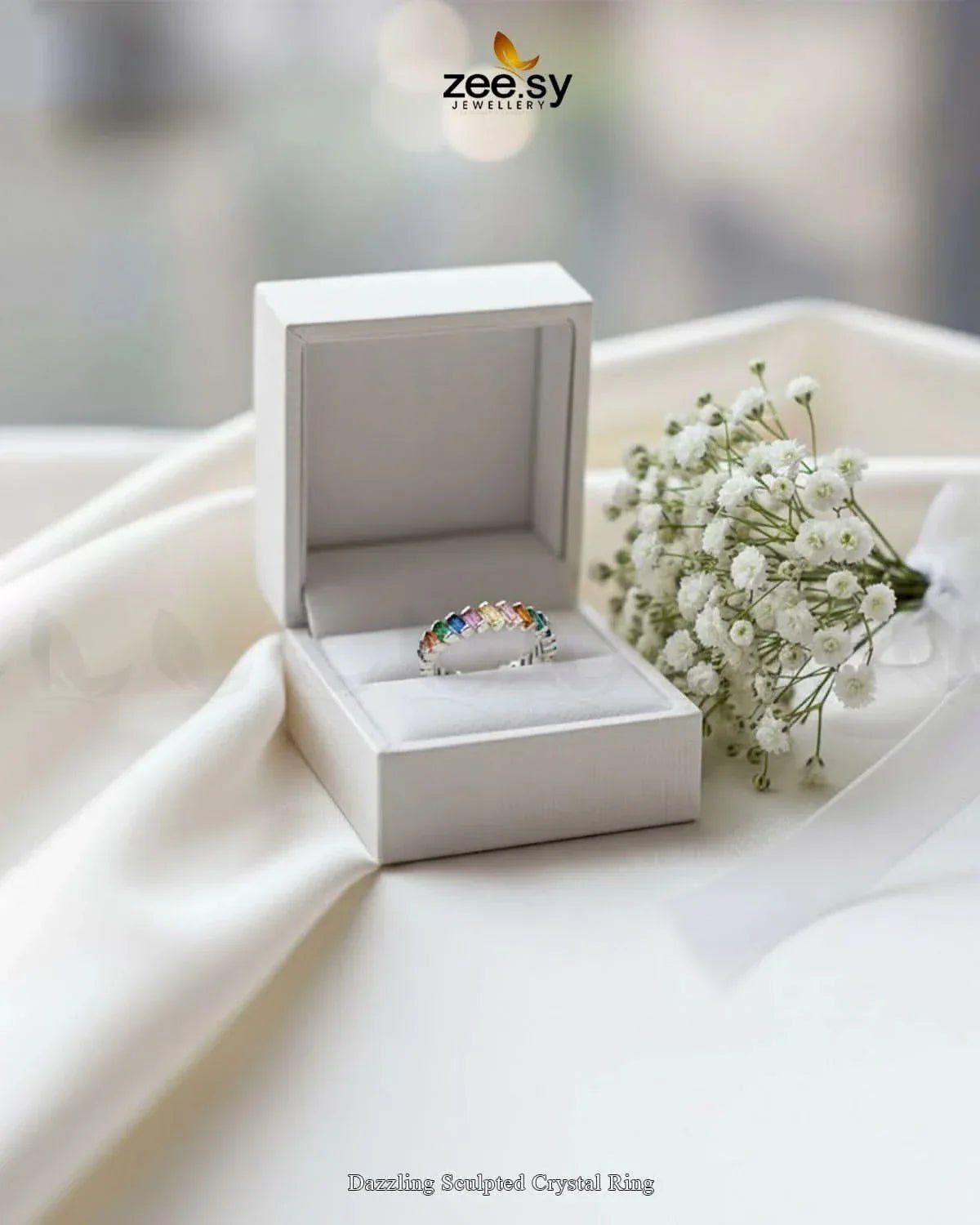 Dazzling Sculpted Crystal Ring Finger Ring - Zeesy Jewellery Pakistan | Premium Artificial & Imitation Jewellery
