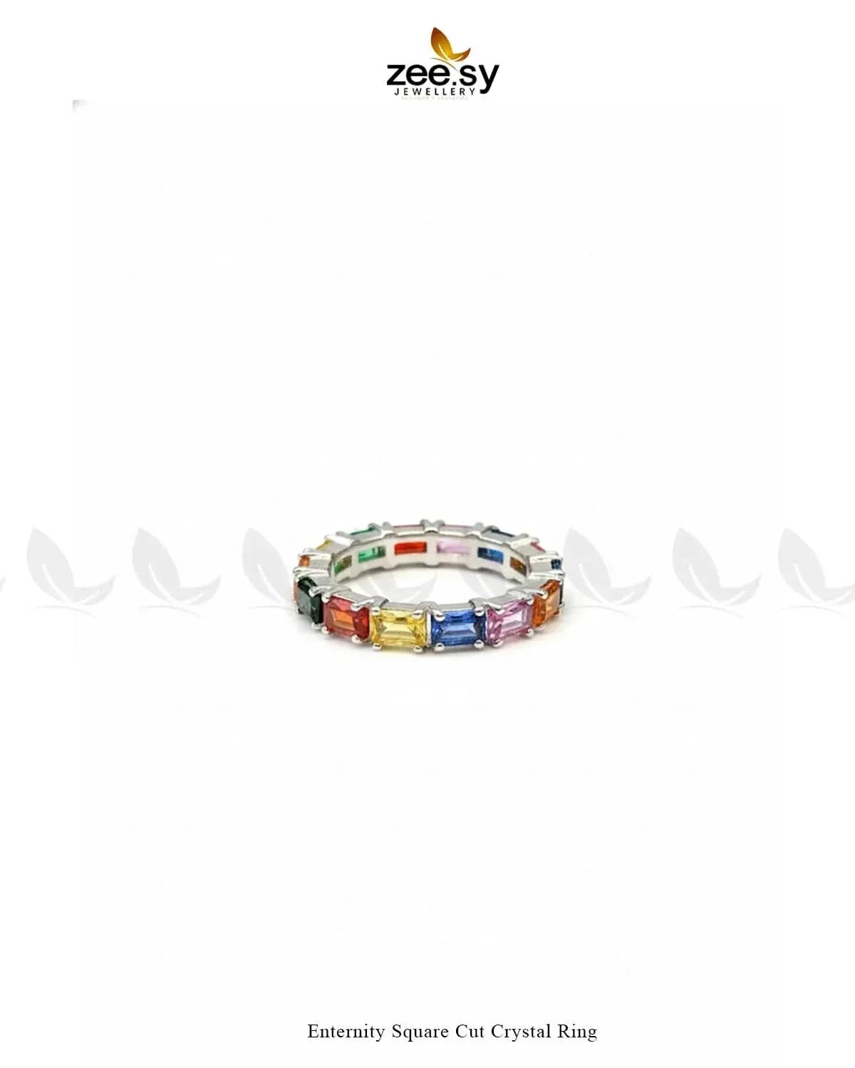 Enternity Square Cut Crystal Ring Finger Ring - Zeesy Jewellery Pakistan | Premium Artificial & Imitation Jewellery