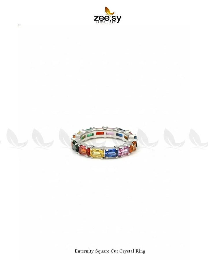 Enternity Square Cut Crystal Ring Finger Ring - Zeesy Jewellery Pakistan | Premium Artificial & Imitation Jewellery
