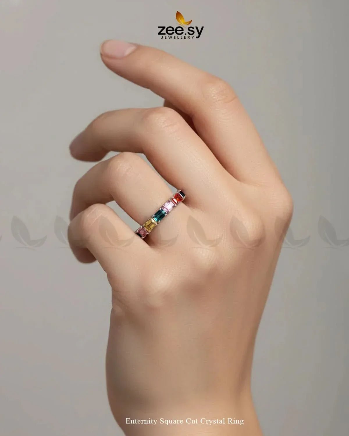 Enternity Square Cut Crystal Ring Finger Ring - Zeesy Jewellery Pakistan | Premium Artificial & Imitation Jewellery