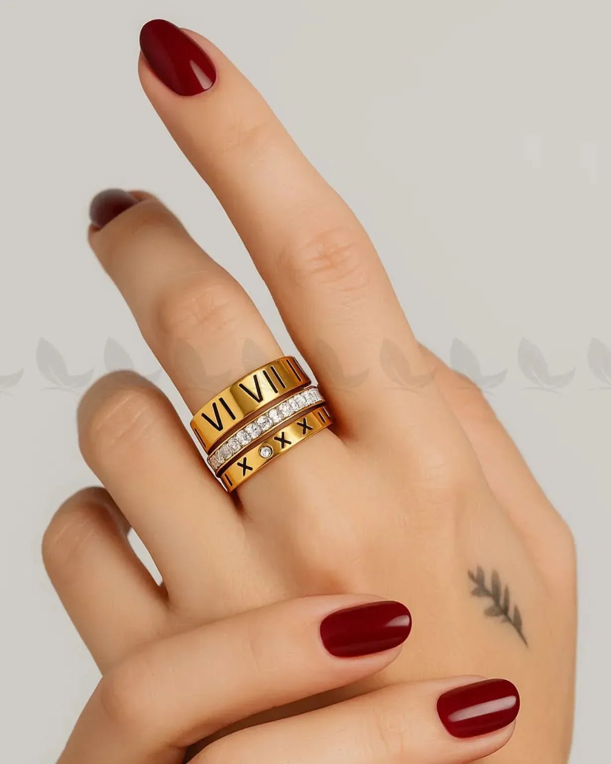 Heran Roman Numeral Stack Ring Finger Ring - Zeesy Jewellery Pakistan | Premium Artificial & Imitation Jewellery