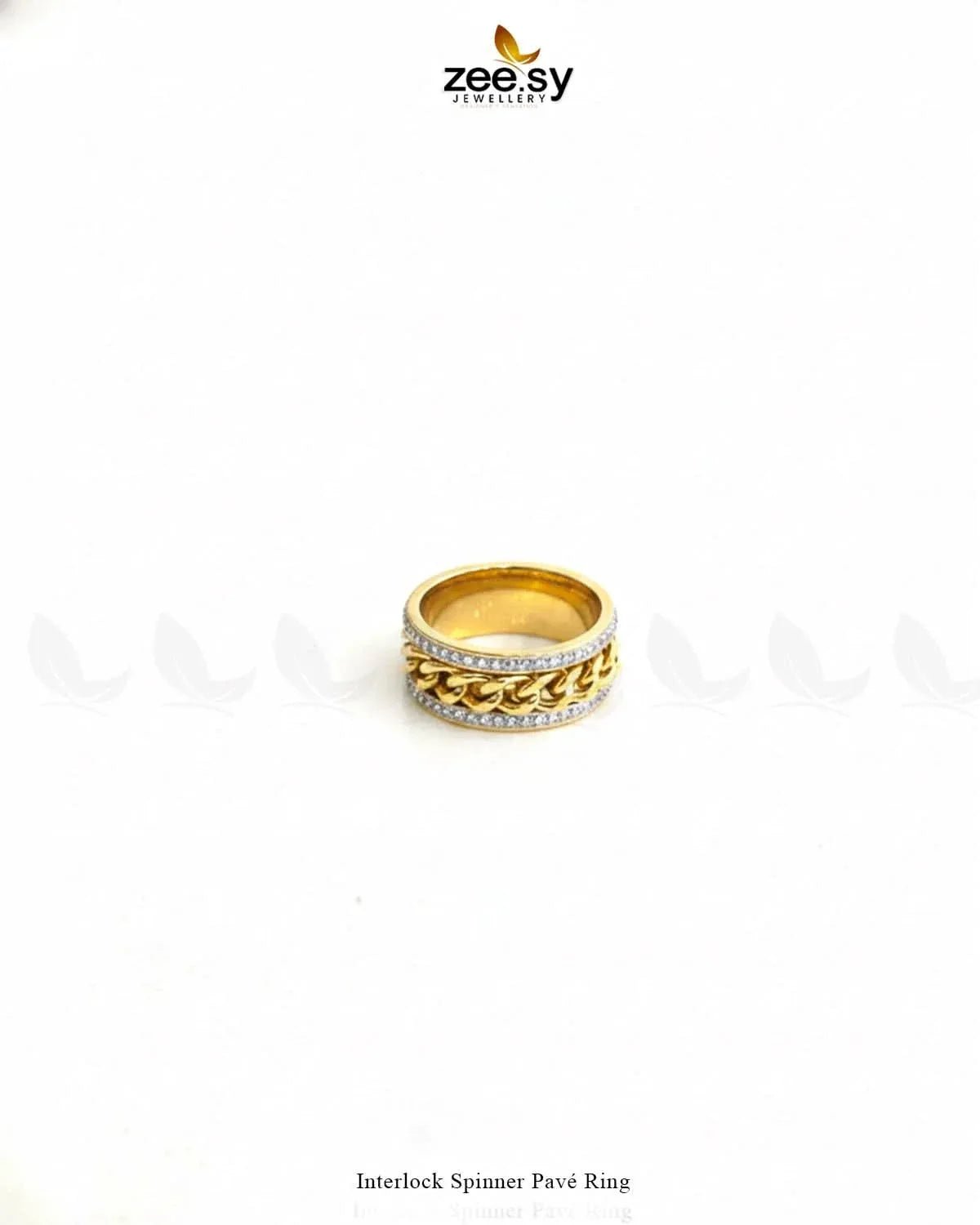Interlock Spinner Pavé Ring Finger Ring - Zeesy Jewellery Pakistan | Premium Artificial & Imitation Jewellery