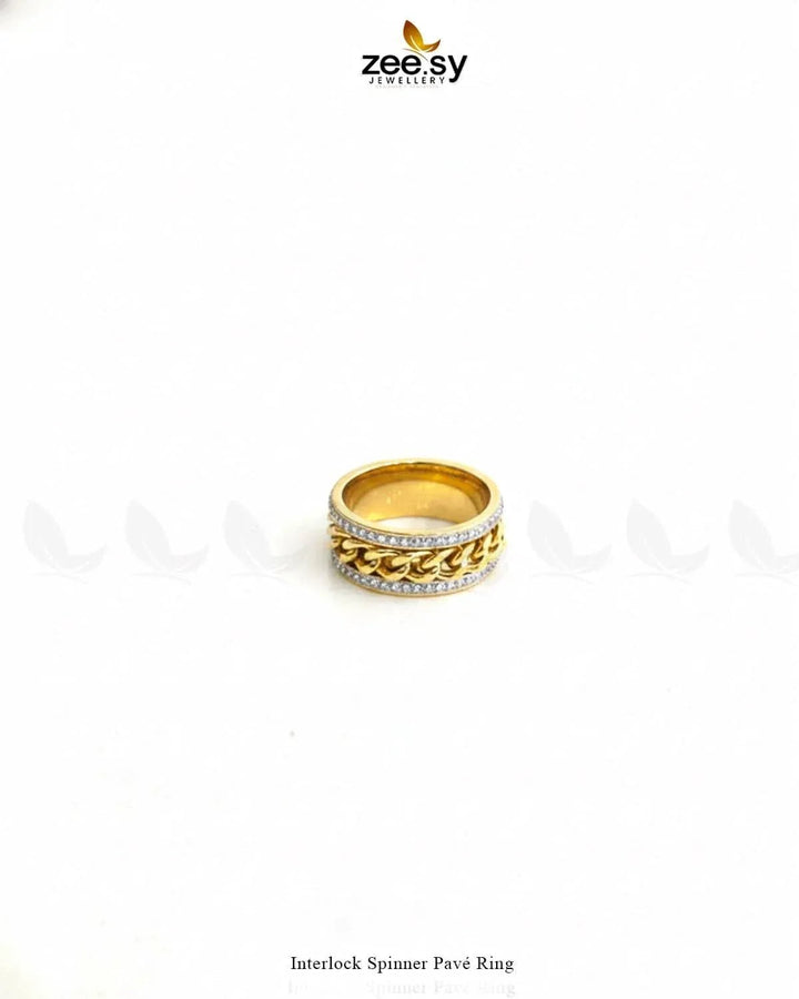 Interlock Spinner Pavé Ring Finger Ring - Zeesy Jewellery Pakistan | Premium Artificial & Imitation Jewellery